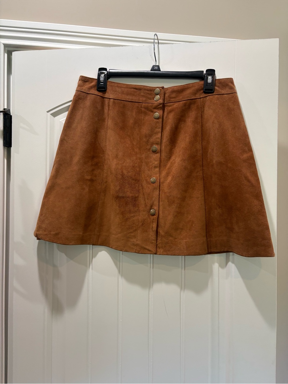 GAP Brown Suede-Look Circle Skirt with Button Front